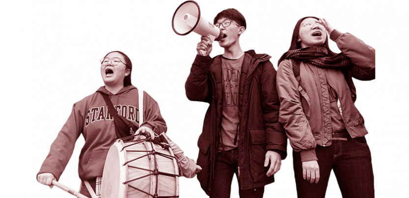 Three picketers at the UTLA strike in January 2019.