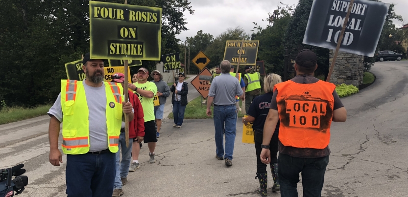 Four roses workers picketed for a better contract.