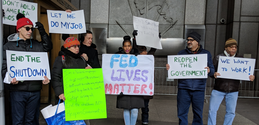 Protesters picket against the January 2019 federal shutdown.