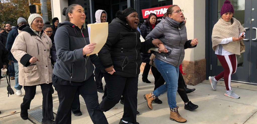 Stamford Sheraton hotel workers march on the boss.