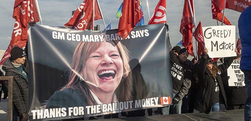 Osawa GM workers protest against the company and its CEO Mary Barra