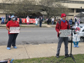 Nurses hold signs and demonstrate outside of Provident Hospital in Chicago.