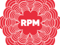 Logo of Revolutions Per Minute - a red pulsing blob with white letters saying RPM in the middle