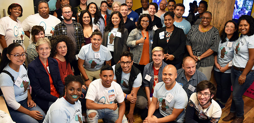 Group shot of LGBTQ Economic Justice summit of about 40 people