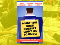 A book cover of “What the Boss Doesn’t Want You to Know” is shown on a background of workers meeting